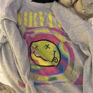 forever 21 nirvana sweatshirts, collar cut